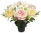 Rose Artificial Flowers in Grave Flower Pots – UV Resistant, Long-Lasting Design for Cemetery Decorations, Grave Displays, Home & Garden Memorial Arrangements (Pink, Peach & Ivory)