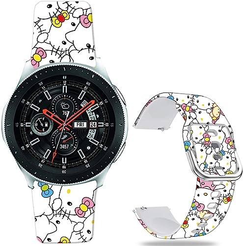 Leotop Hello Kt Süße Rosa Bänder Kompatibel mit Samsung Galaxy Watch 4 40/44mm/Galaxy Watch 42mm/Watch 3 41mm/Active 2/Gear S2 Classic 20mm Weiche Silikon Kawaii Nette Riemen Kinder Mädchen Frauen.
