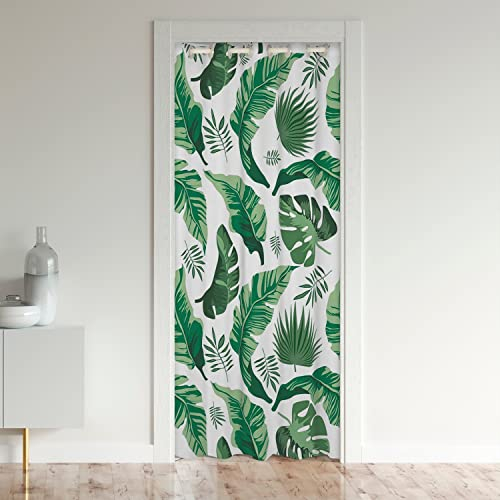 Tropische Blätter Türvorhang 106x203cm für Tür Privatsphäre Grün Blatt Schrank Vorhang für Innentür Raumteiler für Schlafzimmer Wohnzimmer Botanische 30%-50% Zimmer Verdunkelung Schwarzout Vorhang