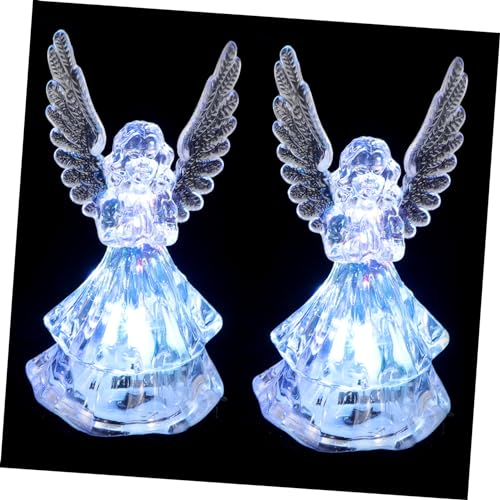 Housoutil 2 Stk Nachtlicht für Kleinkinder Glasfiguren Mikro-LED Engelfiguren aus Kristall Leuchtender Engel Lampe Weihnachts-LED-Leuchten Knopfleuchten dekorative LED-Leuchten USB