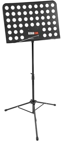 Gearlux Lightweight Vented Die-Cast Sheet Music Stand with Height Adjustment up to 71 Inches and Triple Layer Anti-Rust Coating