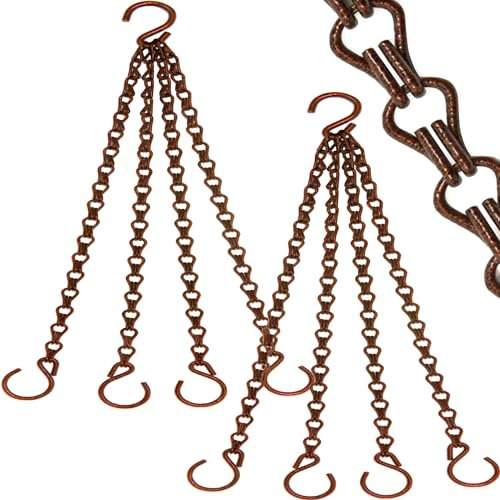 Meinvcisi 2Packs 24Inches 80lbs Heavy Duty Copper-Colored Metal Hooks Hanging Chains|Garden Plant Hangers for Hanging Heavy Plant Pots|Ceramic Planters |Bird Feeders|Lanterns |Decorations