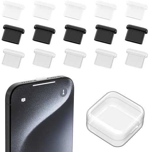 15 Stück USB C Staubschutzkappen für iPhone 16 Pro Max 15,Handy USB C Schutz Staubstecker,Silikon Phone Staub Stecker Schützt,Typ C Ladeanschluss,Staubschutzstecker USB C für Galaxy A55 A35 A54 A34