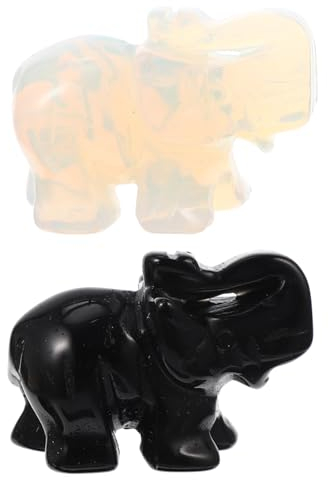 AOKWAWALIY Figura de Elefante Tallada de Jade, 2 Piezas de Adornos de Jade Grabado, aventurina, Cristal de Jade, Adorno de Elefante
