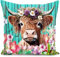kissenbezug 40x40cm kuh grün outdoor kissen balkon deko geschenke für hochlandkuh sofakissen kissenbezüge highland cow dekokissen couchkissen kissenhülle sofa gartenmöbel garden wohnzimmer zierkissen