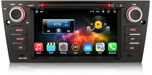 Erisin 8-Core 4GB+64GB Android 13 GPS Navegación Coche Estéreo de Automóvil DVD Reproductor 7 Pantalla Táctil para BMW Serie 3 E90 E91 E92 E93 M3 Bluetooth 5.0 Dab+ CarPlay Android Auto WiFi DSP