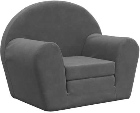 vidaXL Schlafsofa für Kinder, 2-in-1 Kindersofa mit Schlaffunktion, Kindersessel Sofa Abnehmbarer Bezug, Kindercouch Couch Kindermöbel, Anthrazit Weich Plüsch