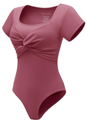 Berylove Shaping Body Damen Body Shapewear Body Rosa mit Schleife y2k BLBS002 Rose L