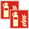 Upifen 2st Schild Feuerlöscher langnachleuchtend | PVC selbstklebend 150x150mm nachleuchtend Hinweis Piktogramm Symbol Feuerlöscherkasten für Haus, Büro