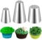 Prasacco 3 Stück Spritztüllen Set, Edelstahl Grasform Spritztüllen 3 Größen Wiederverwendbare Kuchendekorationstüllen DIY Backzubehör zum Dekorieren von Kuchen, Cupcakes, Fondant (Silber)