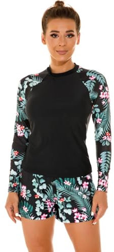 Traje de baño de Manga Larga para Mujer Traje de baño de Dos Piezas con protección Solar,S