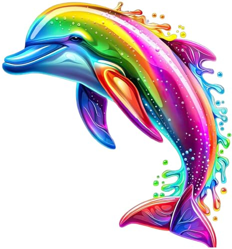 Designer Aufkleber/Sticker/Wandaufkleber/Decal/Fotosticker/Dekoration Vinyl - XL- bunt - bunter Delfin springend 01