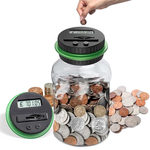 Savings Money Box, 1.8L Digital Piggy Bank ​with LCD Display and Large Capacity, Automatic Coin Counting Jar Money Box for Kids Adult Boys Girls as Gift on Christmas, Birthday, New Year's day