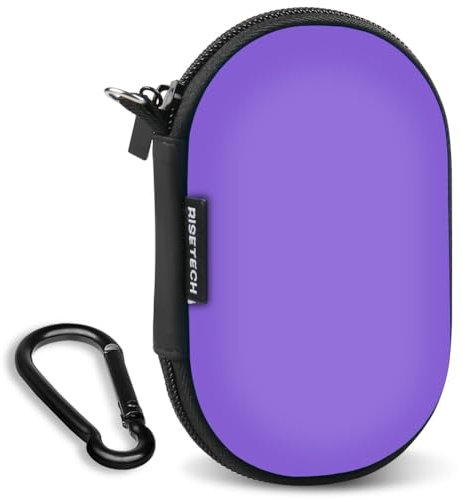 Earbud Case Holder, RISETECH Hard Shell Earphone Case Wired Headphone Pouch Small Zipper Bag Compatible with Bose New QuietComfort Wireless Earbuds, IEM, TOZO A1 A2 T10, Soundcore Space A40 -Purple