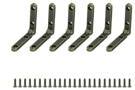 ZAAWUUT 6-Pack Zinc Alloy Hinges,90 Degree Music Box Hinge,Wood Gift Box Mini Hinge,Chest Case Hinge,Miniature Furniture Hinge (Bronze)