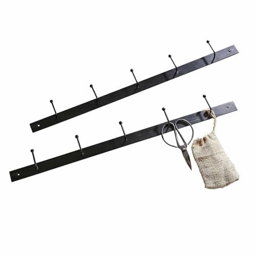 Loberon Hakenleiste 2er Set Arezzono, im Antik-Look, für Kochutensilien & Co., Vintage-Charakter, Hakenboard, Ordnungshelfer, Eisen, antikschwarz