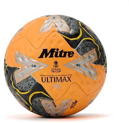 Mitre Adult Unisex FA Cup Fluo R Ultimax Pro 2526 Football, Orange/Black/Red, 5