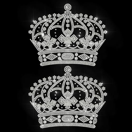 MAYJOYDIY Crown Rhinestone Iron on Transfer Royal Majesty Heat Transfer Decal King Queen Hot-fix Rhinestone Transfers Emerald Diamond Iron on Stickers for Shirts Bags Hats Jacket Jeans DIY Crafts