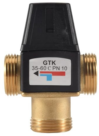Lonrtesw 1 Pièce SéRies 3 Way DN25 Laiton Fileté à L'ExtéRieur Mitigeur Thermostatique Vanne Thermostatique pour Chauffe-Eau Solaire