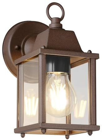 Trio Leuchten Außen Wandleuchte Mirande 262260124, Aluminium Druckguss rostfarbig, Glas klar, exkl. 1x E27