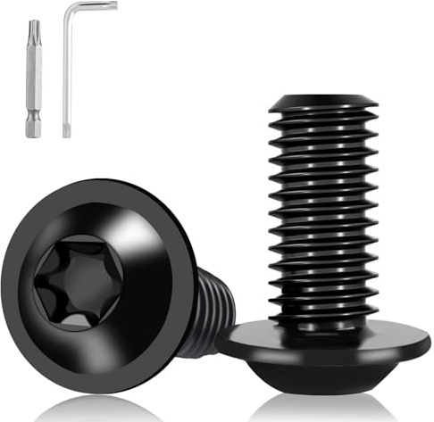 XRXYMQ 20 Pièces M4 Vis Torx Inoxydable A2 V2A Vis Noire Tete Plate Avec Collerette M4x16 mm avc Clés Torx et perceuses pour Machines et Echafaudage