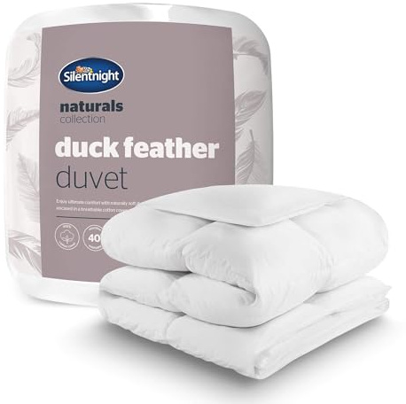 Silentnight Duck Feather Duvet - 10.5 Tog All Season Bed Quilt - Filled with Soft White Natural Duck Feathers for Superior Comfort - Down-Proof Cotton Cover - Breathable & Machine Washable, King
