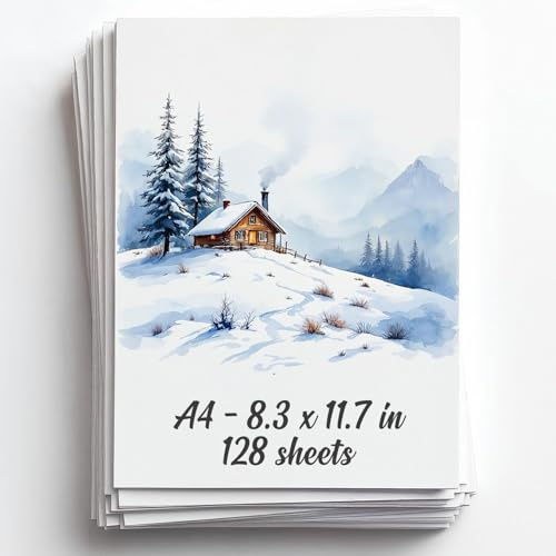 Papel Acuarela A4 300gr Algodón 128 Hojas, para Pintura y Bocetos | Superficie Prensada en Frío, pH Neutro sin Ácido Evita el Amarilleo, Apto También Gouache, Acrílico y Tinta