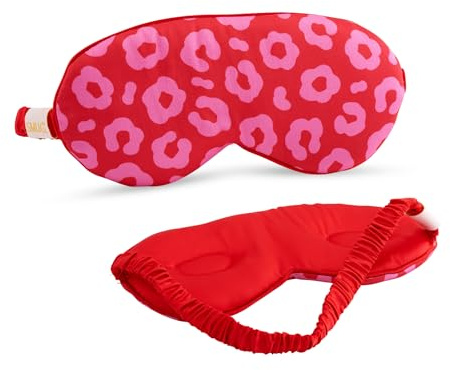 SMUG Cloud Padded Satin Sleep Masks | Skin & Hair Friendly | Improve Sleeping | Plush Eye Cushions for Women & Men | Elasticated Strap | Premium Comfort | Home & Travel | Red Leopard