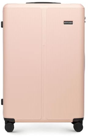 WITTCHEN Stripes Line Großer Koffer 76,5 x 50 x 29 cm (XL) | Hartschalen-Trolley ABS 96 l, 4 Rollen 360° | Koffer groß für Lufthansa/Eurowings/Ryanair, zahlenschloss, teleskopgriff | Farbe: Puderrosa