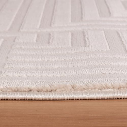 KADIMA DESIGN Wohnzimmerteppich 3D Design Modern Pflegeleicht Elegant Waschbar Langlebig Strapazierfähig Beige 120x170 cm Schlafzimmer Wohnzimmer Oeko-TEX Fußbodenheizung geeignet | ILLER