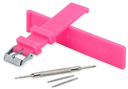 VINBAND Bracelet Montre Imperméable Remplacer Silicone Bracelet Montre Homme Femme Noir Doux - 18mm, 20mm, 22mm, 24mm Caoutchouc Montre Bracelet avec Outil (24mm, Rose)