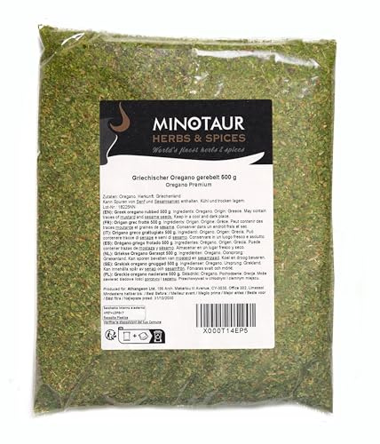 Minotaur Spices | Origan Grec frotté | 2 x 500 g (1 kg) | Qualité Premium