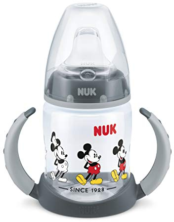 NUK Disney Mickey Mouse First Choice - Botella para aprender a beber, sin BPA, a partir de 6 meses, 150 ml, color gris