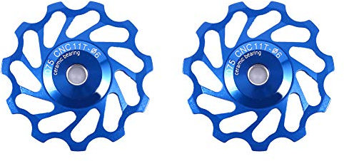 2 Pcs Schaltwerk Riemenscheibe Aluminium Führungsrad Schaltwerk Riemenscheibe für Rennrad(11T-Blau)