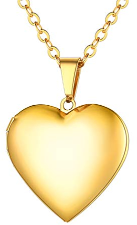 U7 Heart Locket Pendant Memory Necklace For Girls Gift Womens Lockets Necklaces Mens