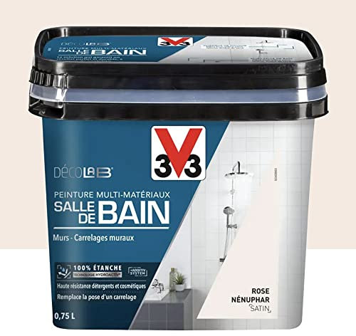 V33 Peinture Multi-Matériaux Salle de bain Deco Lab Rose nenuphar 0,75 L