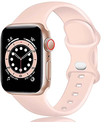 TopPerfekt, Cinturino di ricambio in silicone compatibile con Apple Watch da 42 mm e 44 mm, per iWatch serie 6, 5, 4, 3, 2, 1, SE (42/44 mm - M/L, rosa sabbia)