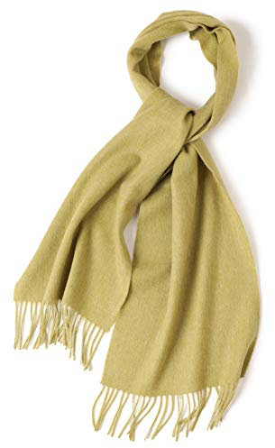 Prettystern langer und weicher Wollschal einfarbig mit Fransen für Herbst Winter Herren und Damen - Hell-Grün