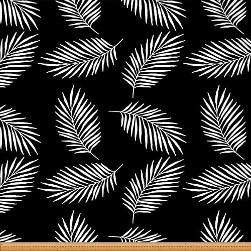 Palmblatt Stoff Meterware Schwarz Weiß Blätter Druck Polsterstoff Hawaiianischer Botanischer Pflanzen Dekorationsstoff Sommer Natur Thema Drinnen draußenr Stoff Diy Bastel Patchwork 92 x 150 (HxB)