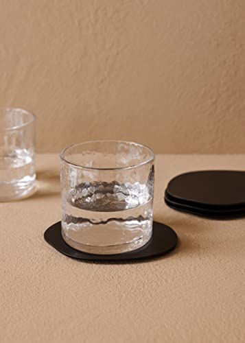 Metallbude Untersetzer KIVA - 4er Set Organisch/Schwarz - Minimalistischer Glasuntersetzer aus pulverbeschichtetem Metall - 10x12,5 cm