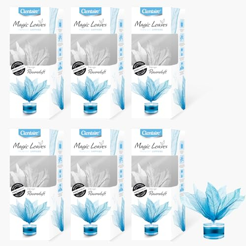 CLENTAIRE Magische Duftblätter Midnight Sapphire 6er Pack 6 x 50ml Glas - sinnlich süßer Raumduft, handgefertigte Magnolienblättern, Raumdekoration