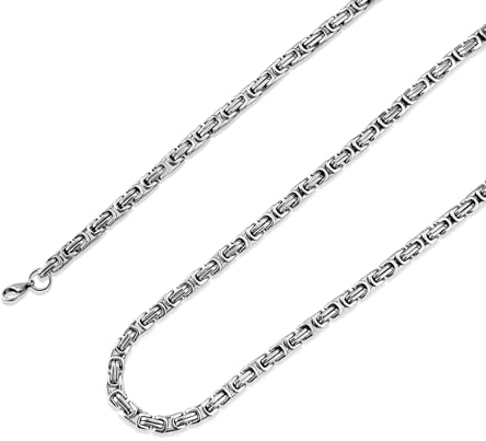 Königskette Silber Herren Edelstahl, 4/5/6/7/8 mm Königskette Halskette aus Edelstahl, Edelstahl Halskette für Herren, Länge 51/56/61/66/71 cm (Silber-6MM Breite, 71.00)