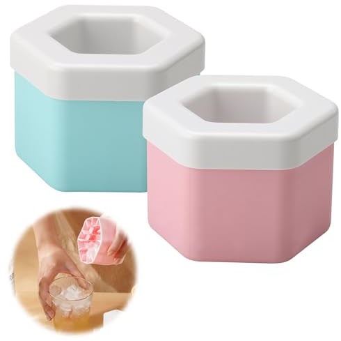 2PCS Molde Hielo Silicona,Cubiteras Para Hielo con Tapa Cubitera Silicona Cubitera Hielo Moldes Hielo Ice Maker Moldes de Cubitos de Hielo Mini Cubo de Hielo Silicona Hielo Molde de Cubitos