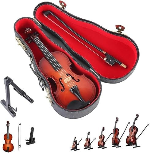 Miniatur Violine Modell, Winzige Geige, Kleine Geige, Kleine Geige Mit Holz Violine Spielzeug, Kleines Geigenspielzeug,Mini Musikinstrument Modell, Mit Koffer(Size:20cm)