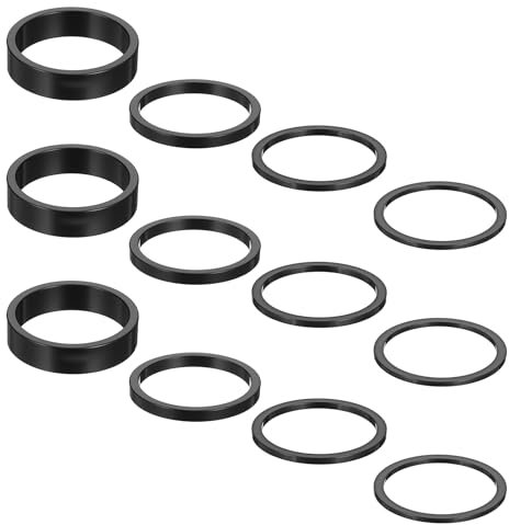 TIESOME 12 PCS Bike Headset Spacer, Aluminium Alloy Bike Stem Headset Spacers Fork Washer 1-1/8 Inch Stem 2mm 3mm 5mm 10mm