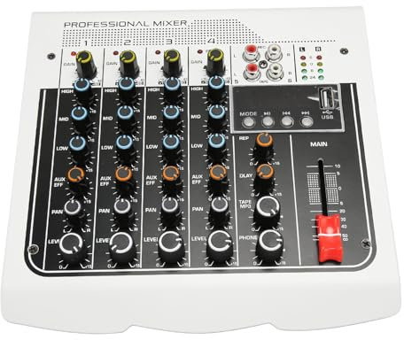 Yunseity Professional Sound Mixer, 4 -Kanal Board Professional Sound 3 Band 3 Band med USB Digital USB DPS Processor Built -in for Performance (EU)