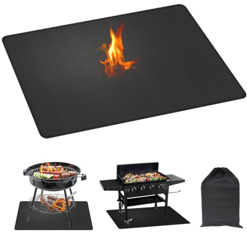 Alfombra Barbacoa Exterior 130 x 90cm Impermeable y Ignífuga para Césped | Uso Exterior, Protección Suelo