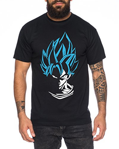 Super Son Herren T-Shirt Goku Dragon Master Son Ball Vegeta Turtle Roshi Db, Farbe:Schwarz/Blau;Größe:3XL
