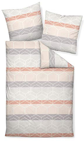 Janine Mako Satin Bettwäsche Moments 155x220 cm + 80x80 cm puderrouge-Silber