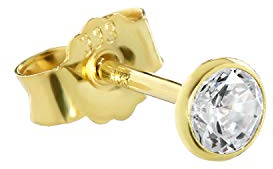NKlaus Einzel Ohrstecker echt Gold 333er 8 Karat 4mm Cubic Kristall Zirkonia Damen Herren 0,45g 3753